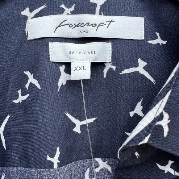 FOXCROFT Easy Care Plus Size Navy White Birds Stripe Button Front Top XXL NEW - Picture 5 of 8